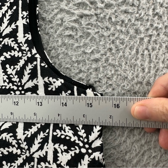 Vineyard Vines Allover Palm Cisco Swing Dress Black White 100% Linen Women's 00 - Picture 8 of 9